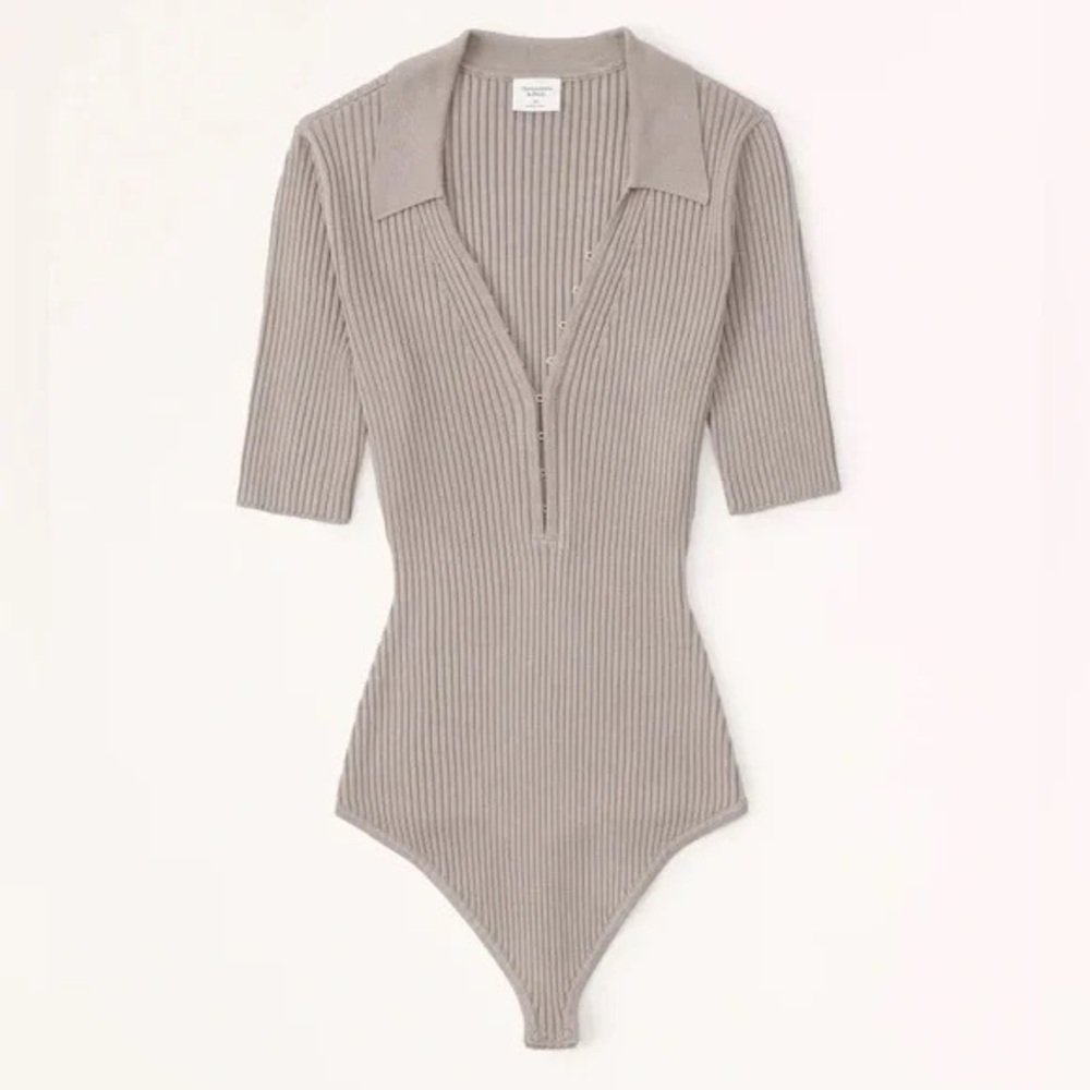 Abercrombie & Fitch Taupe Knit Bodysuit
